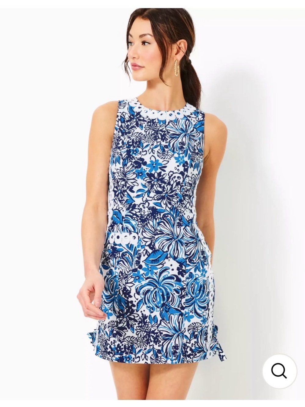 Lilly Pulitzer Mila Stretch Shift Blue and White Dress Size 6